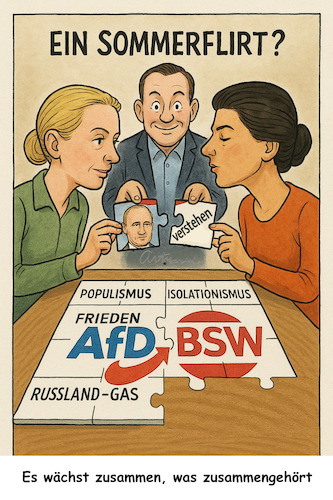 Cartoon: Wieder eine (medium) by ArtyFicial tagged afd,bsw,weidel,wagenknecht,chrupalla,populismus,russland,gas,isolationismus,frieden,ohne,waffen
