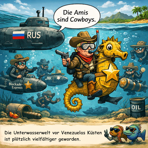 Cartoon: Yee-haaa! (medium) by ArtyFicial tagged usa,venezuela,trump,maduro,uno,un,mike,waltz,wassili,nebensja