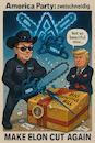 Cartoon: Massaker Party (small) by ArtyFicial tagged trump,musk,america,party,big,beautiful,bill,demokraten,republikaner,einparteiensystem,zweiparteiensystem,kettensäge