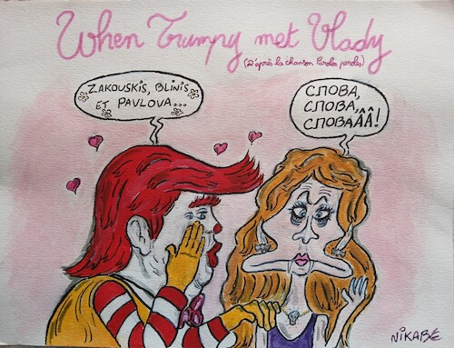 Cartoon: Poutine et Trump comme larrons e (medium) by NIKABE tagged romance,politique