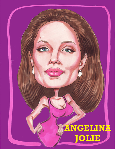 Cartoon: Caricature of Angelina Jolie (medium) by Steve Nyman tagged caricature,angelina,jolie,brangelina