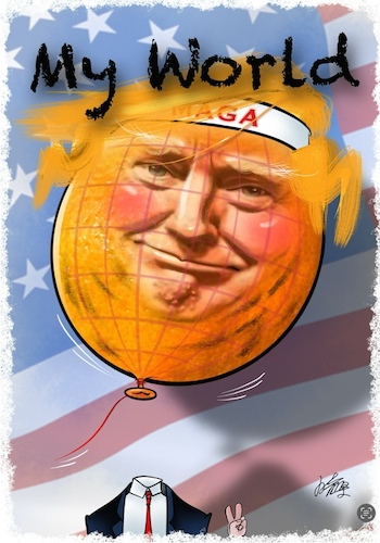 Cartoon: My World (medium) by YL tagged trump,president,of,the,united,states,balloon,unreliable