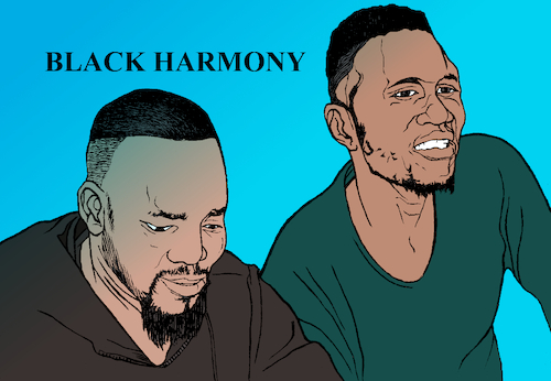 Cartoon: Black Harmony Arua (medium) by Aiko tagged lugbara,music