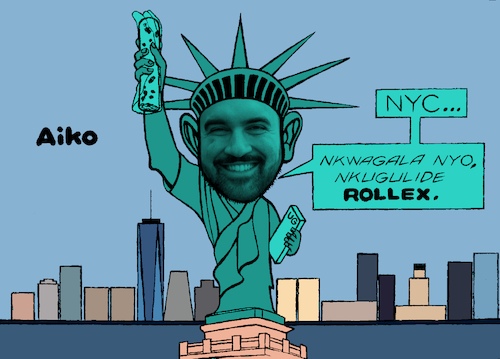 Cartoon: Statue of Chapati (medium) by Aiko tagged mayor,zohran,mamdani