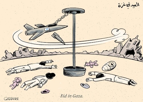Cartoon: Eid in Gaza (medium) by Ahmad Qaddura tagged eid