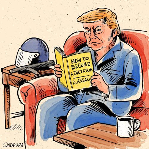 Cartoon: How to Become a Dictator By  Ba (medium) by Ahmad Qaddura tagged trump