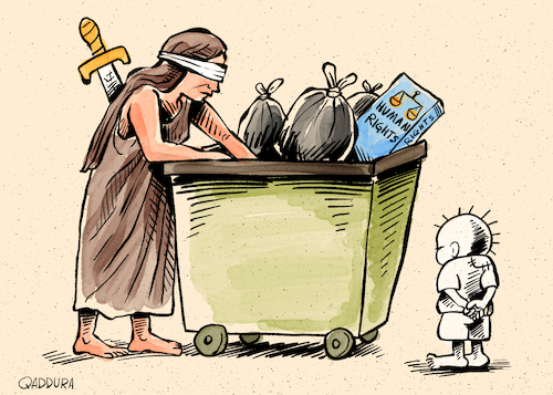 Cartoon: No human right in gaza (medium) by Ahmad Qaddura tagged right