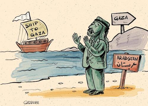Cartoon: Take action (medium) by Ahmad Qaddura tagged gaza