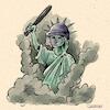 Cartoon: The Liberty Crackdown in LA (small) by Ahmad Qaddura tagged losangeles