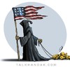 Cartoon: Death Angel (small) by abbas goodarzi tagged death,angel,america,flag,political,skull,skeleton,war,human,rights,world,oppression,middle,east,azrayyl,horror,anymore,crossed,obama,violence,smoking