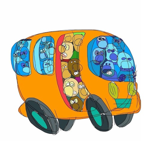 Cartoon: Bus (medium) by Xisto Ventura tagged bus,hush