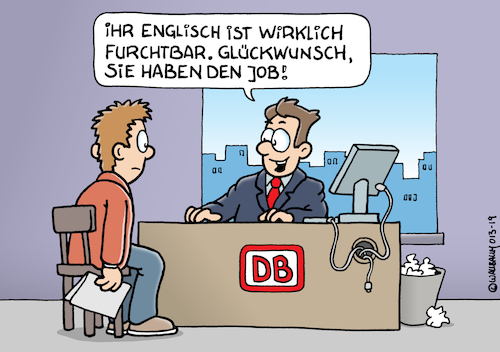 Cartoon: Einstellung eines Zugbegleiters (medium) by Rovey tagged zugbegleiter,schaffner,englischkenntnisse,sprachkenntnisse,fremdsprache,bewerbungsgespräch,bewerbung,deutsche,bahn,db,konzern,eisenbahn,zug,einstellung,job,arbeitgeber,jobsuche,arbeit,angestellter,beruf,büro,schreibtisch,personal,personalsuche,personalentscheider,fachkraft,fachkräftemangel,zugbegleiter,schaffner,englischkenntnisse,sprachkenntnisse,fremdsprache,bewerbungsgespräch,bewerbung,deutsche,bahn,db,konzern,eisenbahn,zug,einstellung,job,arbeitgeber,jobsuche,arbeit,angestellter,beruf,büro,schreibtisch,personal,personalsuche,personalentscheider,fachkraft,fachkräftemangel