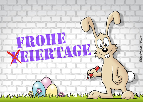 Cartoon: Frohe Eiertage! (medium) by Rovey tagged osterhase,frohe,ostern,ostereier,eier,feiertage,fest,festtage,eiertage,hase,wand,mauer,graffiti,bunt,ostergruß,korrektur,änderung,frühling,easter,happy,eggs,wall,osterhase,frohe,ostern,ostereier,eier,feiertage,fest,festtage,eiertage,hase,wand,mauer,graffiti,bunt,ostergruß,korrektur,änderung,frühling,easter,happy,eggs,wall