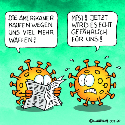 Cartoon: Kampf gegen das Coronavirus (medium) by Rovey tagged corona,virus,coronavisrus,viren,covid,19,infektion,krankheit,gefahr,amerika,waffen,epidemie,pandemie,krankheitserreger,krise,gesundheitsrisiko,bekämpfung,kampf,corona,virus,coronavisrus,viren,covid,19,infektion,krankheit,gefahr,amerika,waffen,epidemie,pandemie,krankheitserreger,krise,gesundheitsrisiko,bekämpfung,kampf