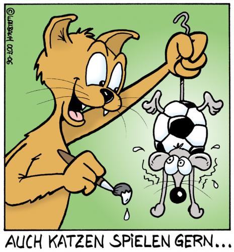 Cartoon: Katzen spielen gern (medium) by Rovey tagged playing,katze,cat,grausam,fußball,tiere,,katze,maus,tier,tiere,anmalen,farbe,fussball,ball,ballspiel,spiel,spielen,spaß,ärgern,schwanz,grausam,gemein