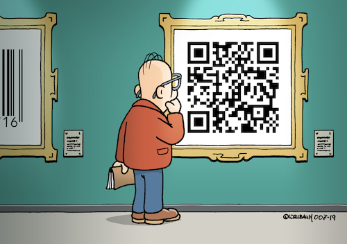 Cartoon: Quadratisches Kunstwerk? (medium) by Rovey tagged kunst,museum,qrcode,qr,mann,eancode,ean,abstrakt,moderne,bilder,quadrate,scan,code,link,chiffriert,chiffre,bedeutung,entschlüsseln,rätsel,lesbar,kunstwerk,künstlerisches,schaffen,meisterwerk,banause,kunstbanause,verständnis,verstehen,komposition,ausstellung,betrachten,betrachter,anschauen,sehen,bilderrahmen,kultur,kunstbetrieb,kunstkritik,kunstkritiker,kunstobjekt,kunstinteressiert,kunstfreund,galerie,kunstgalerie,kunstgattung,vernissage,art,man,picture,exhibition,watching,culture,modern,kunst,museum,qrcode,qr,mann,eancode,ean,abstrakt,moderne,bilder,quadrate,scan,code,link,chiffriert,chiffre,bedeutung,entschlüsseln,rätsel,lesbar,kunstwerk,künstlerisches,schaffen,meisterwerk,banause,kunstbanause,verständnis,verstehen,komposition,ausstellung,betrachten,betrachter,anschauen,sehen,bilderrahmen,kultur,kunstbetrieb,kunstkritik,kunstkritiker,kunstobjekt,kunstinteressiert,kunstfreund,galerie,kunstgalerie,kunstgattung,vernissage,art,man,picture,exhibition,watching,culture,modern