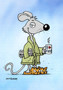 Cartoon: Cool Mouse (small) by Rovey tagged maus,mouse,katzen,cat,coolness,fashion,mode,bademantel,zuhause,kaffeetasse,coffee,hausschuhe,home,morgen,frühstück,tiere,pets,exzentrik,individualist,lifestyle,entspannung,relaxed,smile,zeitung