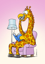 Cartoon: Komfortabel lesen (small) by Rovey tagged giraffe,lesen,buch,kurzsichtig,fernglas,gemütlich,tier,hals,lang,sessel,leselampe,abend,sehen,augen,sehschwäche,animal,book,reading,telescope,armchair,look,comfortable,short,sighted