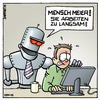 Cartoon: Mein Chef der Roboter (small) by Rovey tagged roboter,arbeit,chef,work,science,fiction,zukunft,utopie,sklave,moderne,welt,fortschritt,technik,maschinen,büro,job,erwerbsleben,computer,angestellter,personal,manager,ki,ai,künstliche,intelligenz