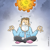 Cartoon: Yoga in Zeiten von Corona (small) by Rovey tagged corona,virus,covid,19,yoga,meditation,übung,entspannung,sitzen,angst,zweite,welle,pandemie,epidemie,mann,angestellter,büro,stress,sorge,psyche,trauma,bewältigung,beruhigung,nerven,anspannung,mundschutz,schutzmaske,maske,erleuchtung