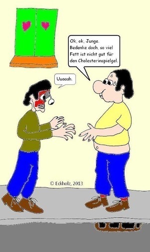 Cartoon: Cholesterin... (medium) by Moppel tagged cholesterin,zombie,ernährung,fettleibigkeit,adipositas,übergweicht,gesundheit,mann