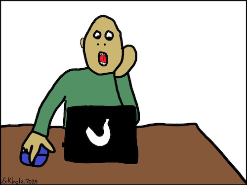 Cartoon: Der Schrei 2025 (medium) by Moppel tagged schrei,munch,parodie,internet,laptop,horror,schreck,grauen,depressionen,irrsinn,wahnsinn,2025