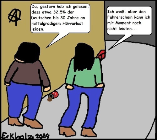 Cartoon: Hörverlust... (medium) by Moppel tagged hörverlust,jugend,jungen,gesellschaft,gesundheit,statistik