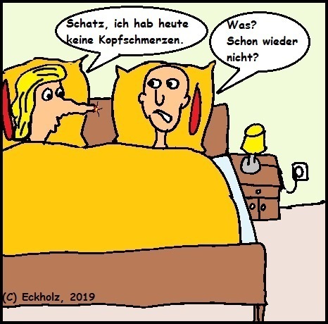 Cartoon: Schon wieder nicht... (medium) by Moppel tagged kopfschmerzen,mann,frau,ehe,hässlich