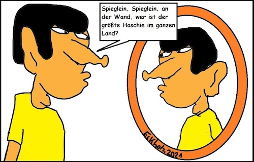 Cartoon: Spieglein... (medium) by Moppel tagged hoschie,spiegel,mann,psychologie,dummheit,stupid