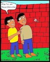 Cartoon: Was für ein Mauerblümchen (small) by Moppel tagged männer,spott,mauerblümchen,sprache,sprichwort,mauer,blümchen,allegorie,sinnbild