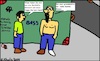 Cartoon: Halbe Sachen... (small) by Kritzelsven tagged freak,sonderling,mann,junge,psychologie,gesundheit,gesellschaft,stadtleben,spinner