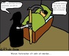 Cartoon: Warum  Verbrecher... (small) by Kritzelsven tagged sensenmann,tod,verbrecher,nacht,überraschung,klischee,sünde,ganove,gesellschaft,leben,gerichtstermin,verzögerung,aufschiebung