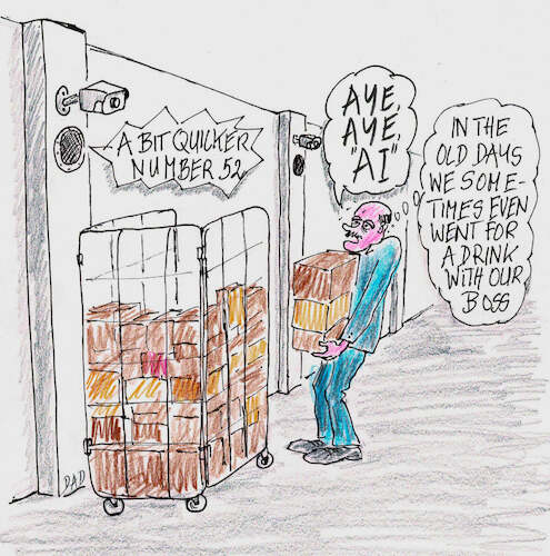 Cartoon: Aye Aye AI (medium) by Don-al-dente tagged ai,exploitation,working,conditions,logistics,companies,aye