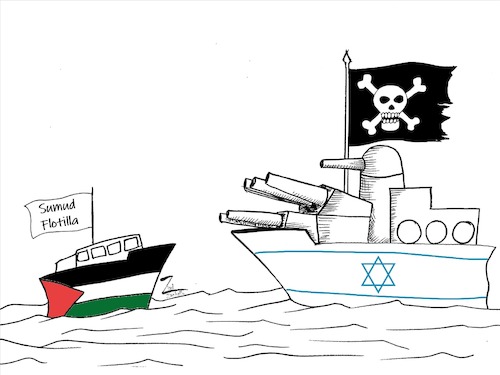 Cartoon: Mediterranean Pirates (medium) by Zankello tagged mediterranean,pirates,gaza,palestine,sumudflotilla