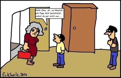 Cartoon: Besuch von Oma... (medium) by Kritzelhonk tagged besuch,oma,sohn,vater,gesellschaft,kindermund,wahrheit,ehrlichkeit,scham,ertappt,peinlichkeit,erziehung,verwandtschaft,familie