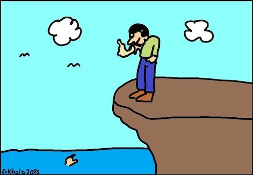 Cartoon: Ohne Worte (medium) by Kritzelhonk tagged winken,ertrinken,notfall,not,mann,gesellschaft,ignoranz,gleichgültigkeit