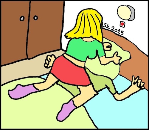 Cartoon: Psycho-Mädchen 1 (medium) by Kritzelhonk tagged mädchen,frau,kissen,ersticken,mord,hass,gewalt,horror,bett,angriff,attacke,heimtücke,mann,opfer