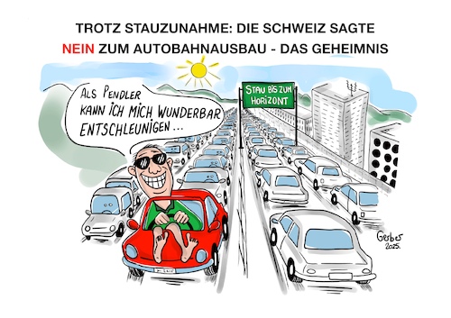 Cartoon: Switzerland_No more highways (medium) by BeatGerber49 tagged highway,dialectic