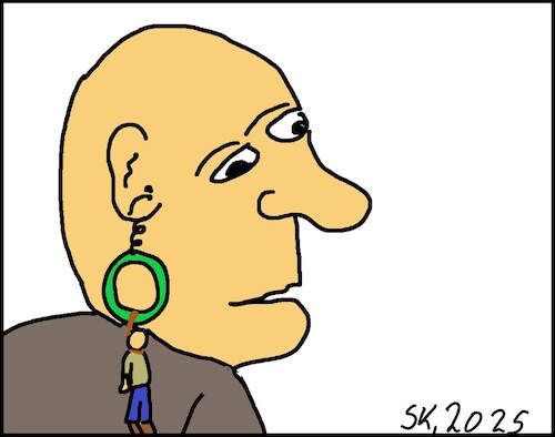 Cartoon: Hanging... (medium) by SveKru tagged hängen,mann,ohrring,baumeln,suizid,depressionen,schwermut