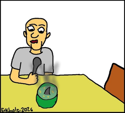Cartoon: Ohne Worte (medium) by Mr Speck tagged suppe,hai,mann,löffel