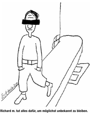 Cartoon: Richard M. (medium) by Mr Speck tagged richard,tarnung,unbekannt,gesellschaft,bedeutungslosigkeit,schutz,paranoia,personenschutz