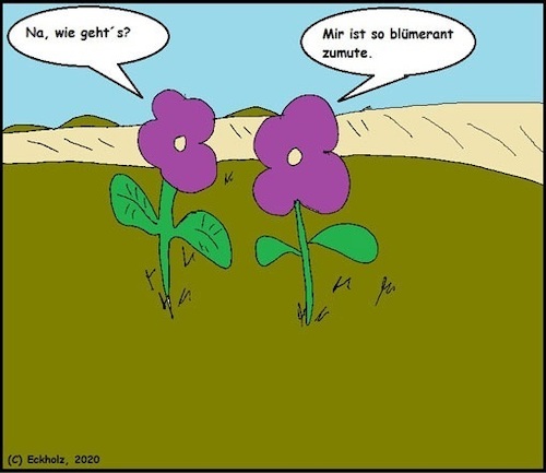 Cartoon: Wie gehts? (medium) by Mr Speck tagged blumen,befinden,gesundheit,landschaft,pflanzen,natur