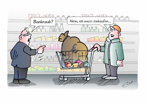 Cartoon: Inflation (medium) by Bernd Eisert tagged einkauf,einkaufswagen,kunde,geldsack,lebensmittel,verteuerung,einkauf,einkaufswagen,kunde,geldsack,lebensmittel,verteuerung