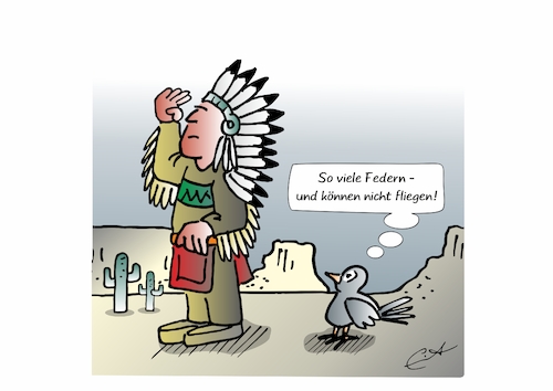 Cartoon: Ohne Funktion (medium) by Bernd Eisert tagged indianer,häuptling,federschmuck,fliegen,vogel,amerika,indianer,häuptling,federschmuck,fliegen,vogel,amerika
