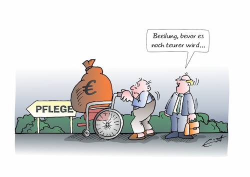Cartoon: Pflegetipp (medium) by Bernd Eisert tagged pflege,kosten,eigenbeteiligung,kommission,tipp,vorschlag,rentner,pflege,kosten,eigenbeteiligung,kommission,tipp,vorschlag,rentner