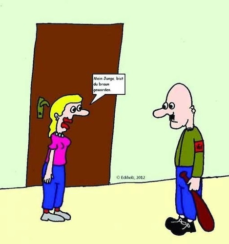 Cartoon: Braun... (medium) by Kritzelspacko78 tagged braun,nazi,fascho,faschist,gesellschaft,mutter,sohn,neonazi,familie,erziehung