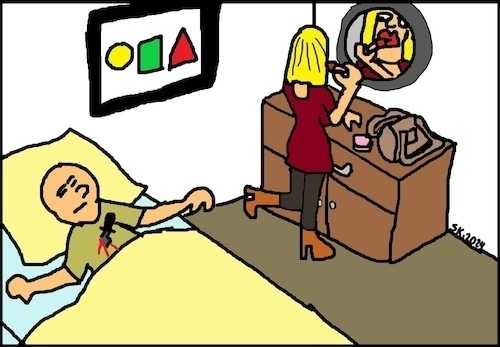 Cartoon: Psycho-Mädchen (medium) by Kritzelspacko78 tagged mädchen,frau,mord,blut,splatter,delikt,schminken,lippenstift,gewalt,horror