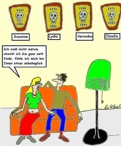 Cartoon: Unbehaglichkeit... (medium) by Kritzelspacko78 tagged unbehaglichkeit,serienmörder,mord,frau,mann,unbehagen,angst,furcht,horror,beziehung