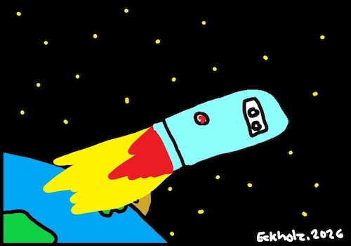 Cartoon: Ohne Worte (medium) by Klops tagged klo,lokus,abort,abheben,weltall,universum