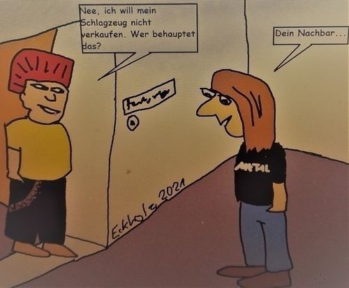 Cartoon: Interesse... (medium) by Pummel tagged punk,shclagzeuger,musik,metal,ruhestörung,lärm,gesellschaft,nachbarschaft